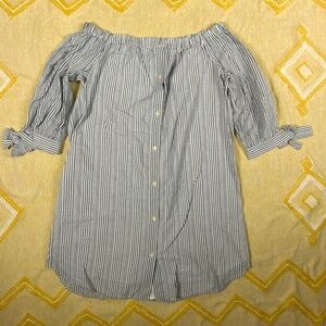 Madewell Off the Shoulder Dress Shirt SIZE: Large NWT